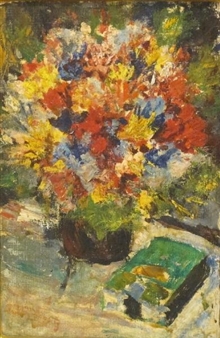Bouquet de fleurs et livre - Emile Helfer
