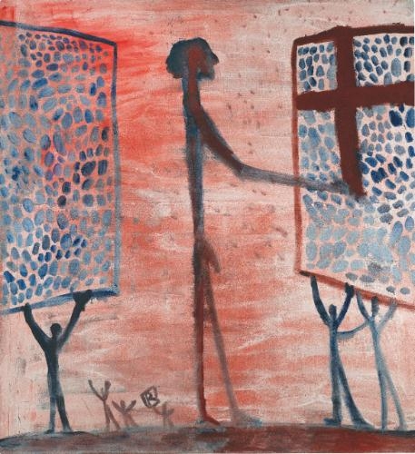 Artwork by A.R. Penck, Methode, Fertigzuwerden, Made of oil on linen