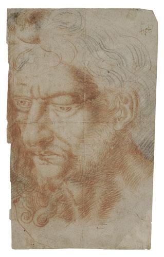 Artwork by Italian School, 16th Century, Head of a Bearded Man, Made of Red and black chalk on cream laid paper
