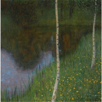 Lakeshore with Birches - Gustav Klimt