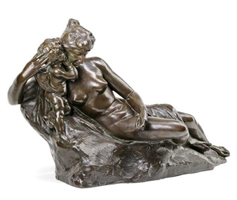 JEF LAMBEAUX, Large Bust (29 inch) of a Naked Woman Sculpture in Bronze,  1890 - Pignolet Gallery