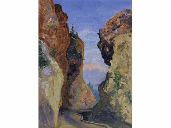 2 WORKS: UNTITLED; SINCLAIR CANYON; UNTITLED: MOUNTAIN CANYON by Aleen Aked