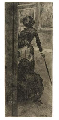 Au Louvre, la peinture, Mary Cassatt by Edgar Degas, circa 1879-1880