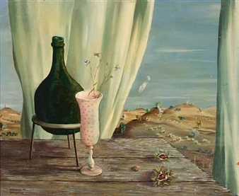 Surrealist composition with vessels and sea urchins - Edouard Bollaert