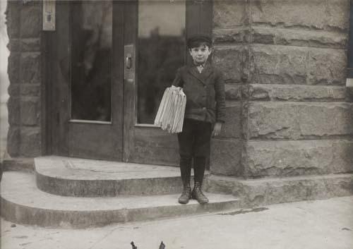 Artwork by Lewis Hine, Newsboy, Made of Silver print