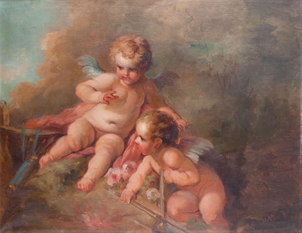 Artwork by Adolphe Emmanuel Midy, Scène de cupidons, Made of Oil on canvas