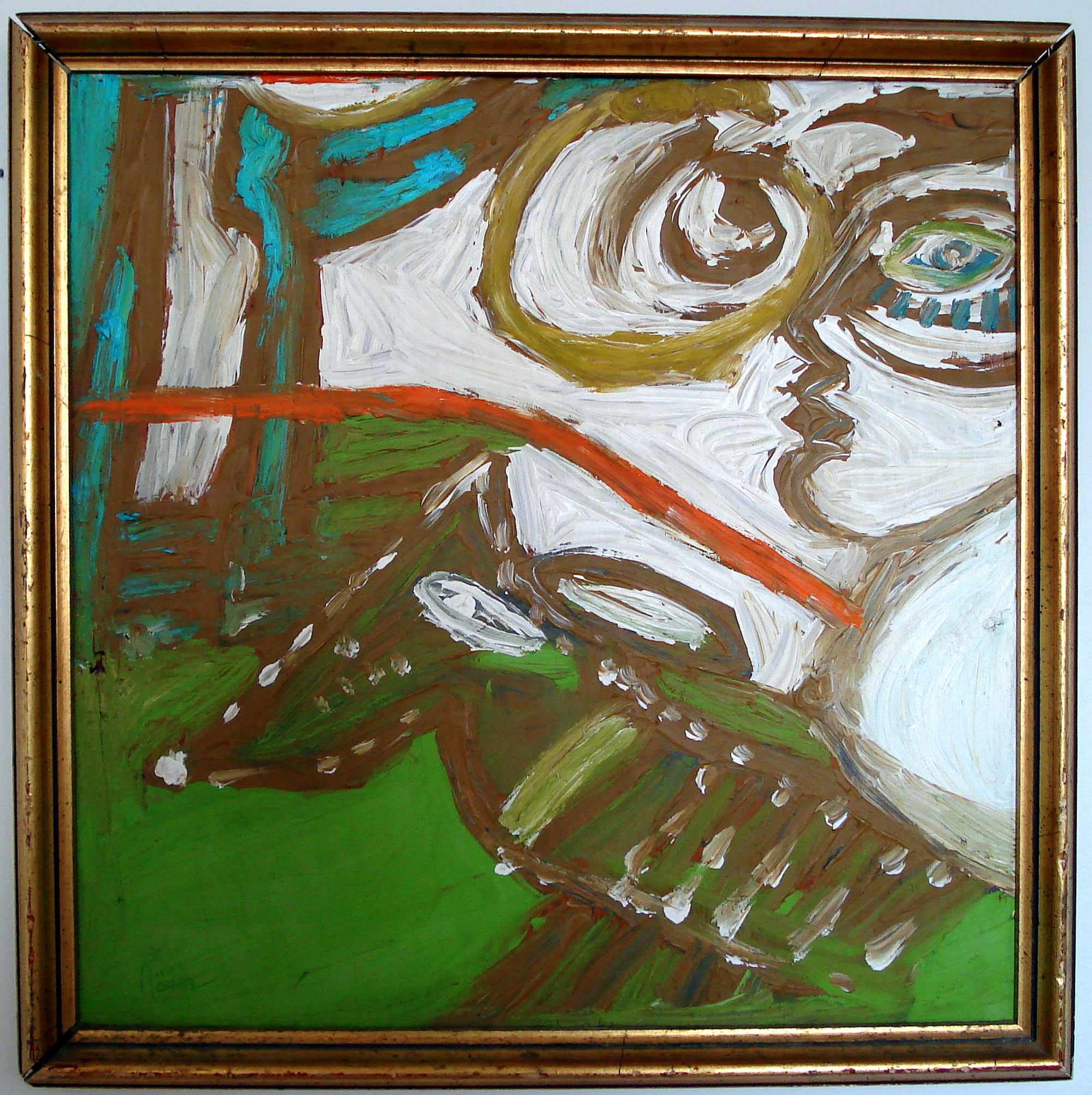 Artwork by Runhild Roeder, Dogwalk, Made of oil on wood