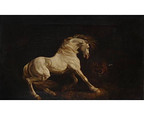 A horse frightened by a lion by George Stubbs
