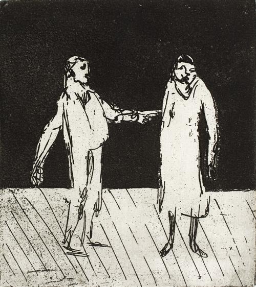 Two Figures on a Stage by Fred Williams, 1955-1956