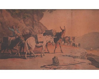 2 Works: Donkeys on a mountain pass - Robert Jacob Hamerton