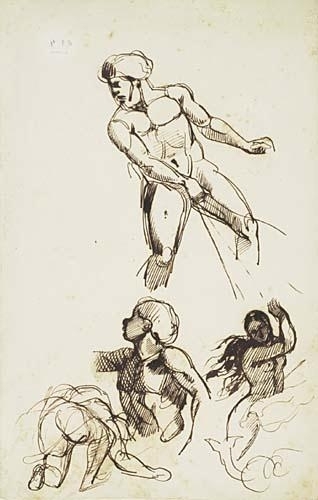 Studies for Apollo Overcoming the Serpent Python by Eugène Delacroix