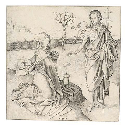 Christ Appearing to Mary Magdalene by Martin Schongauer, circa 1480-1490