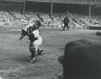 Yogi Berra catching a fly ball - Arthur Rickerby