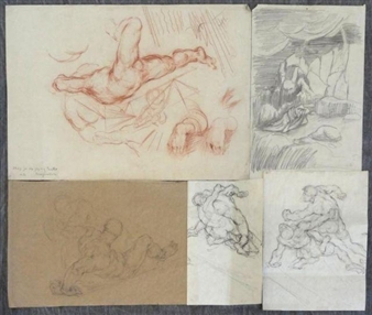 5 Works: Study for the Flying Tackle - Hyman Bloom