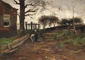 By the farm by Wilhelmus Hendrikus Petrus Johannes de Zwart