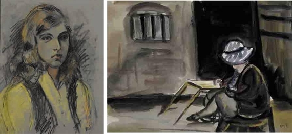 THE ARTIST'S MOTHER MRS MURPHY-EDWARDS; PORTRAIT OF THE ARTIST'S DAUGHTER (A PAIR) by Moila Powell