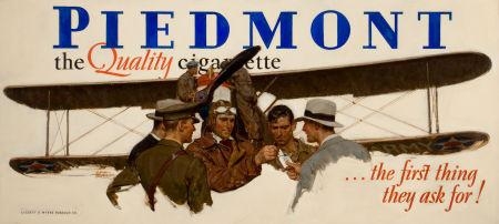 Artwork by Saul Tepper, "The First Thing they Ask For", Piedmont Cigarettes advertisement, Made of Oil on canvas