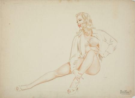 Esquire Calendar Girl Pin-Up preliminary by Alberto Vargas, 1947