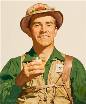 Fishing and hunting illustrations (pair) - Bill Gregg