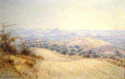Gravel road running through landscape by Johannes Blatt, 1956