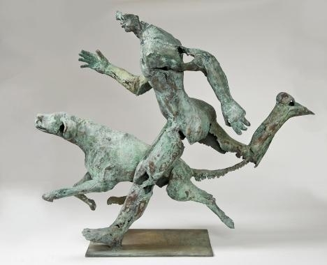 Walking man with dog by Jan Desmarets, 2005