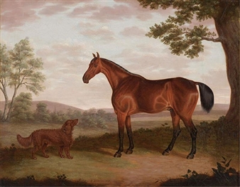 Horse and Dog in Landscape - T. Yeomans