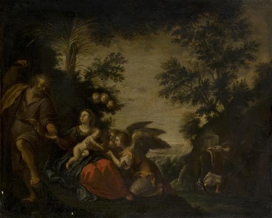 Rest during the flight to Egypt by Roman School, 17th Century, 17th century