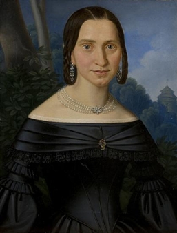 Portrait of a lady with a necklace of pearls - J. Eggart