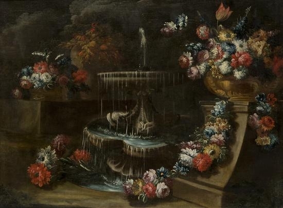 2 works: Flowers in a vase by Gasparo Lopez