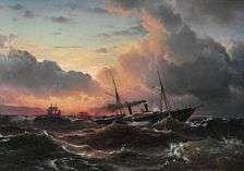 Steamer at sunset by Carl Frederik Sørensen, 1868