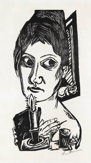Frau mit Kerze by Max Beckmann, 1920