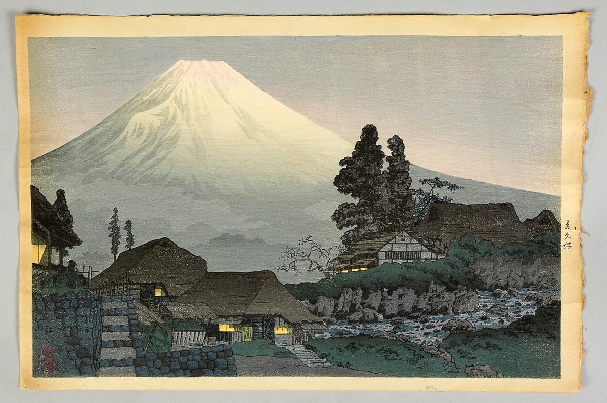 Artwork by Takahashi Shōtei, Mt. Fuji from Mizuchubo, Made of Woodblock print