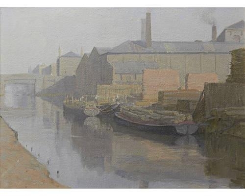 Two works: Canal scene; A portrait by John Bulloch Souter