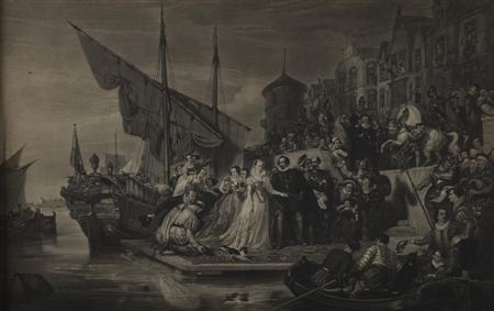 Artwork by William Allan, Mary Queen Of Scots At Leith, Made of Engraving