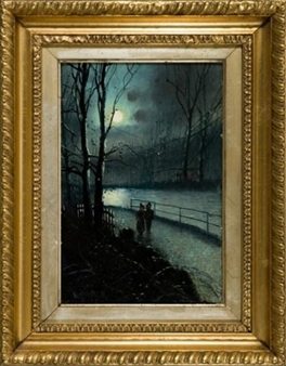 Strolling couple by river - W. Pinder