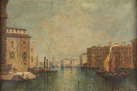 A BUSY VENETIAN CANAL SCENE by William Meadows
