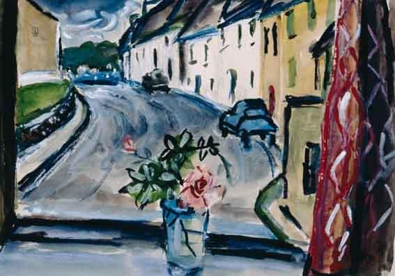 Artwork by Moila Powell, VIEW FROM THE WINDOW OF NORAH McGUINNESS'S STUDIO, RATHMULLAN, COUNTY DONEGAL, Made of gouache on paper