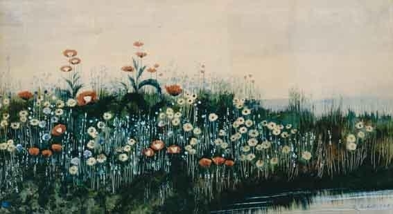 A BANK OF WILD POPPIES by Andrew Nicholl