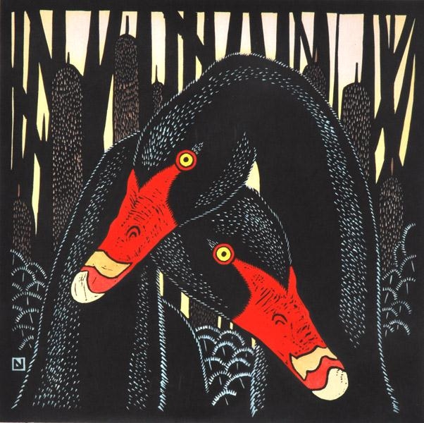 Leslie Sluys | Black Swans and Bulrushes (1980 - 1982) | MutualArt