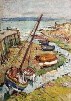 HARBOUR SCENE by George Leslie Hunter