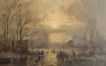 Adolf Stademann | Winter Landscape With Figures | MutualArt
