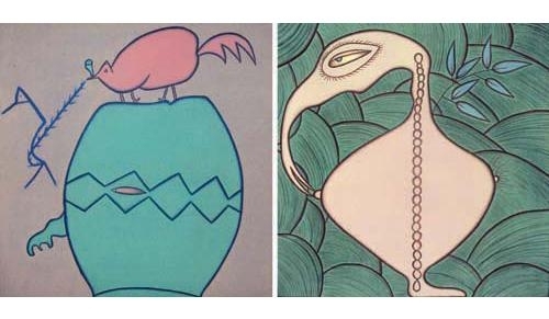 2 works: Hampir/Sedang Menikmati; Membelai Nikmat by Gusti Ayu Kadek Murniasih, 1998; 2001