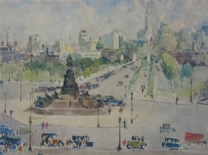BEN FRANKLIN PARKWAY FROM THE PHILADELPHIA ART MUSEUM by John Dull