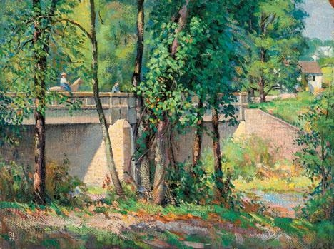 Artwork by Roy Cleveland Nuse, ON THE BRIDGE, Made of oil on board