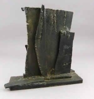 2 works: Untitled rectangular abstract form;  Two intertwined figures - Björn Erling Evensen