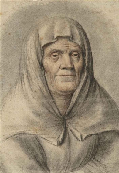 Portrait d'une vieille femme au foulard by Nicolas Lagneau