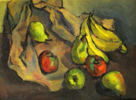 Artwork by Stephanie Pucek, STILL LIFE OF FRUIT, Made of oil on board