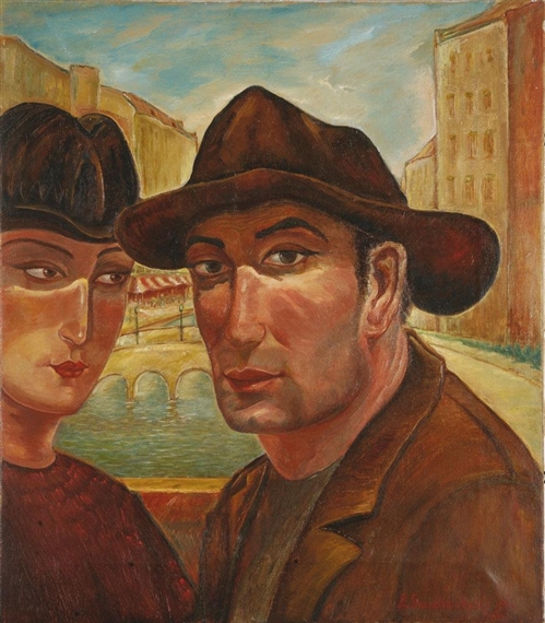 Deux citoyens, 1922 by Lado Davidovich Gudiashvili 