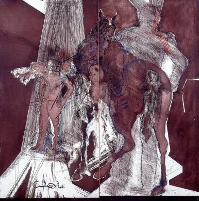 Figures and a Horse, diptych