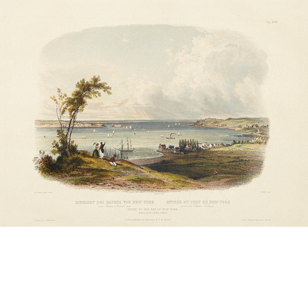 Entry to the Bsy of the New York taken from Staten Island by Karl Bodmer, 1839-1842